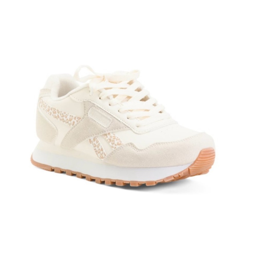 Reebok Glide Ivory/Beige Leopard Print Sneakers, Women’s Trainers Size 7.5